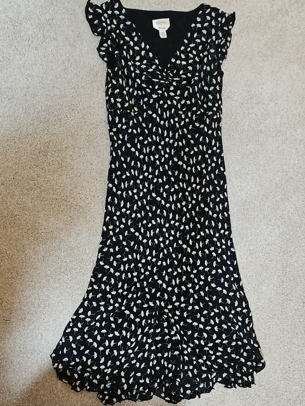 Vintage Talbots Silk Black Ruffle Dress